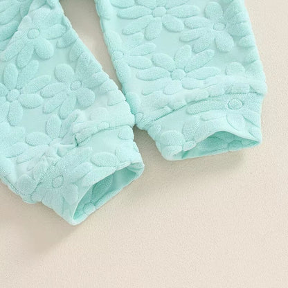 Long Sleeve Solid Flowers Baby Set