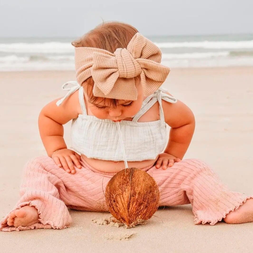Solid Waffle Big Bow Headband