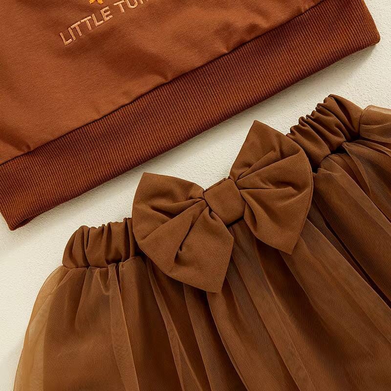 Little Turkey Tulle Sweatshirt Toddler Skirt Set