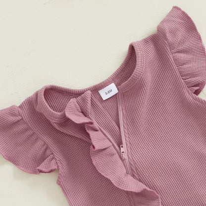 Sleeveless Purple Zip Up Baby Jumpsuit