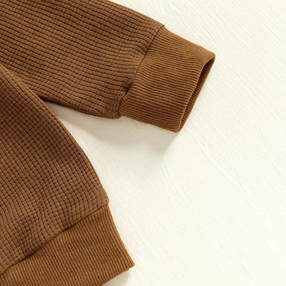 Long Sleeve Waffle Bear Pants Baby Set