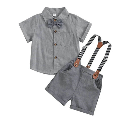 Short Sleeve Gentleman Striped Toddler Set