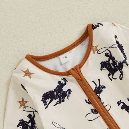 Long Sleeve Zipper Cowboys Baby Jumpsuit