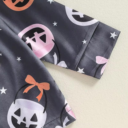 Pumpkin Bow Halloween Toddler Pajama Set