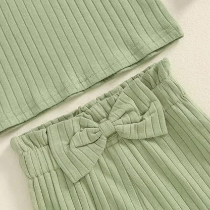 Ribbed Ruffled Sleeve Set