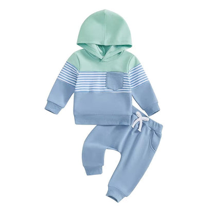 Color Block Striped Hoodie Baby Set