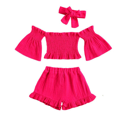 Flare Sleeve Off Shoulder Toddler Set