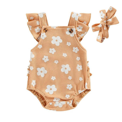 Floral Waffle Baby Romper