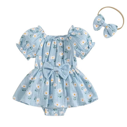 Puff Sleeve Daisy Baby Romper