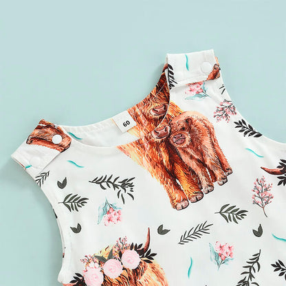 Highland Cows Floral Baby Jumpsuit