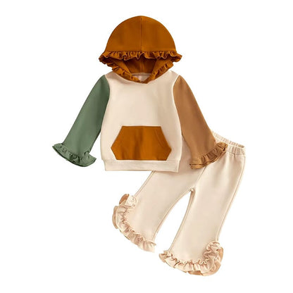 Long Sleeve Ruffles Hoodie Toddler Set