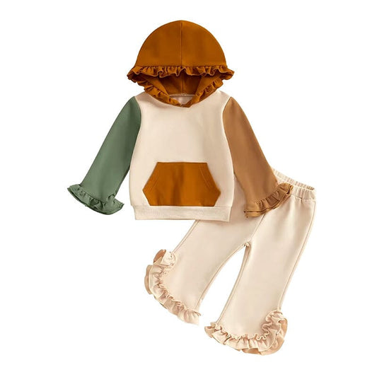 Long Sleeve Ruffles Hoodie Toddler Set