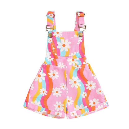 Sleeveless Straps Floral Toddler Romper