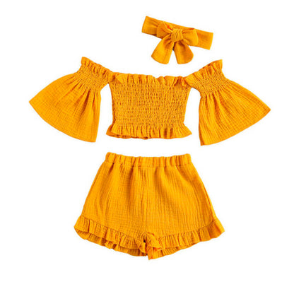 Flare Sleeve Off Shoulder Toddler Set