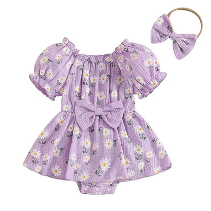 Puff Sleeve Daisy Baby Romper