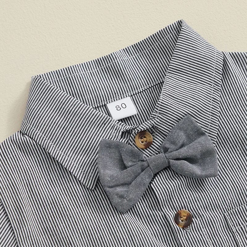 Short Sleeve Gentleman Striped Toddler Set