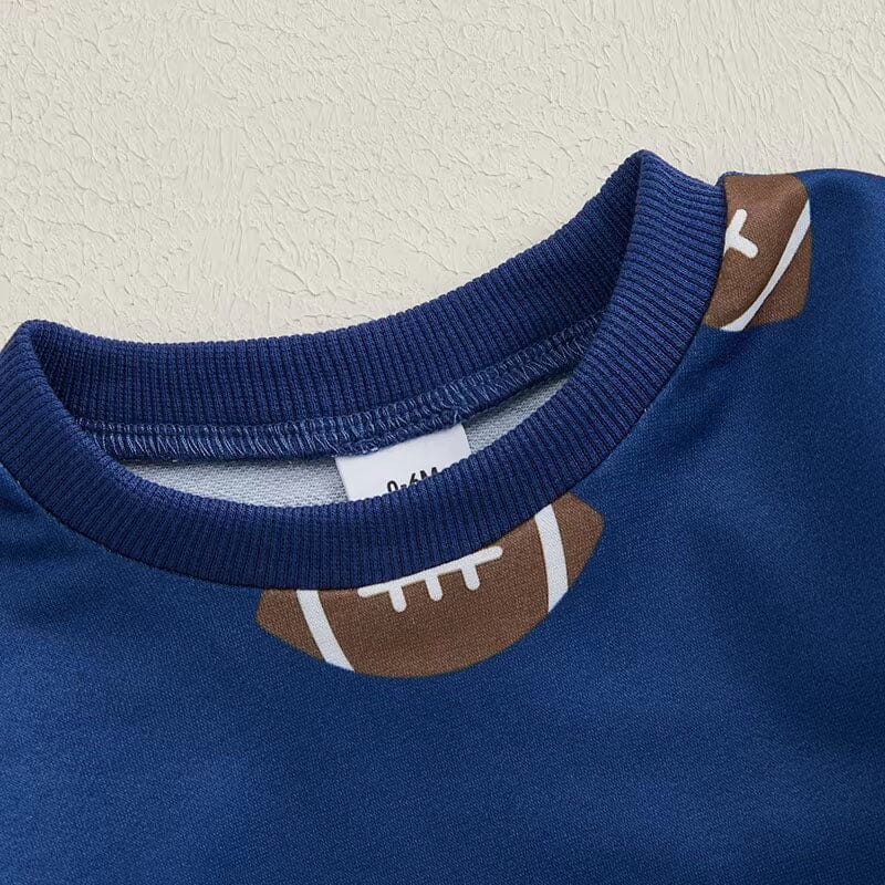 Long Sleeve Blue Football Baby Set