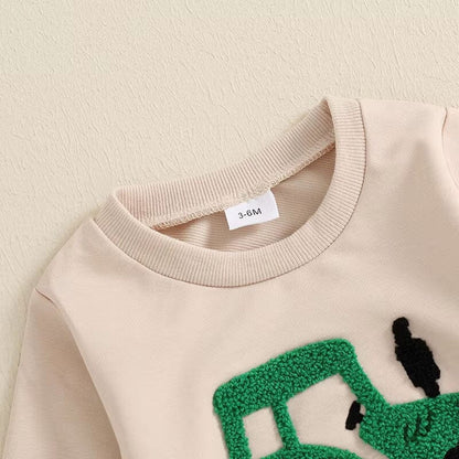 Long Sleeve Tractor Solid Pants Baby Set