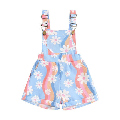 Sleeveless Straps Floral Toddler Romper