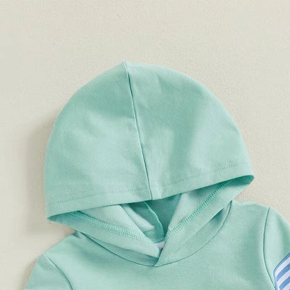 Color Block Striped Hoodie Baby Set