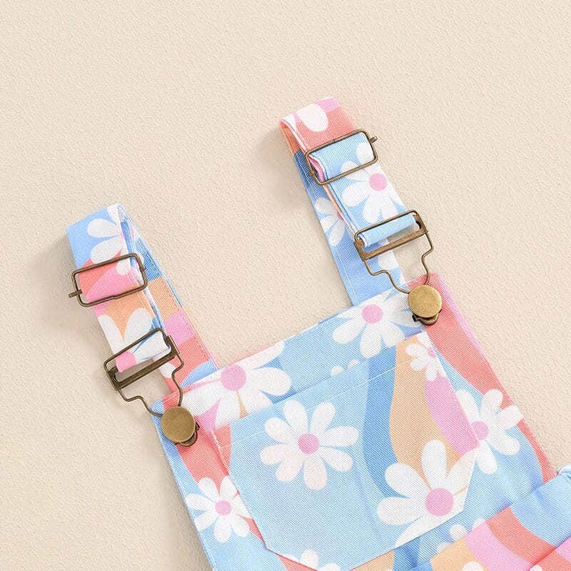 Sleeveless Straps Floral Toddler Romper