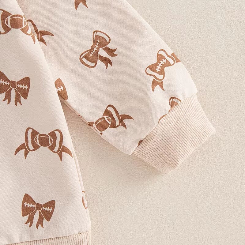 Long Sleeve Football Bows Baby Set