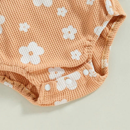 Floral Waffle Baby Romper