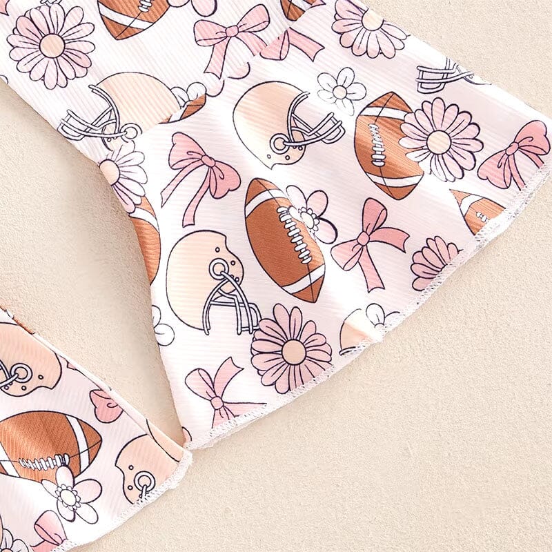 Football Floral Flared Toddler Jumpsuit
