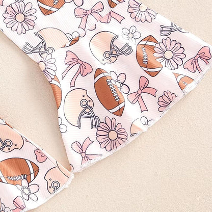 Football Floral Flared Toddler Jumpsuit