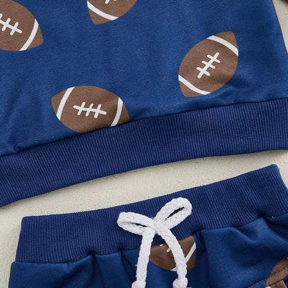 Long Sleeve Blue Football Baby Set