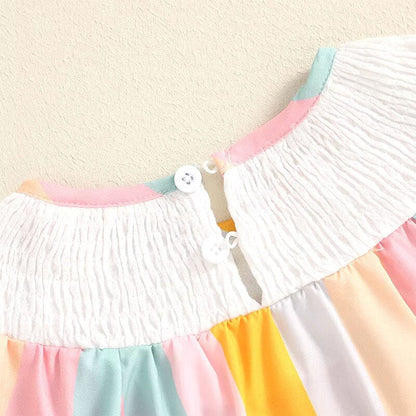 Striped Rainbow Ice Cream Baby Romper
