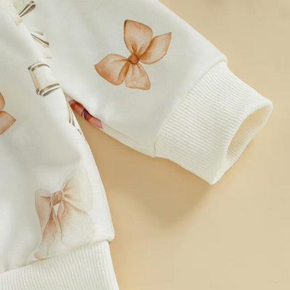 Long Sleeve White Bows Baby Set