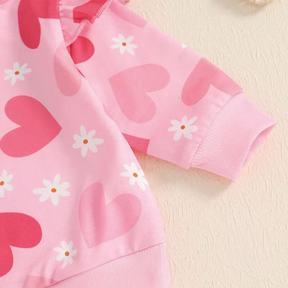 Long Sleeve Valentine's Day Floral Baby Set