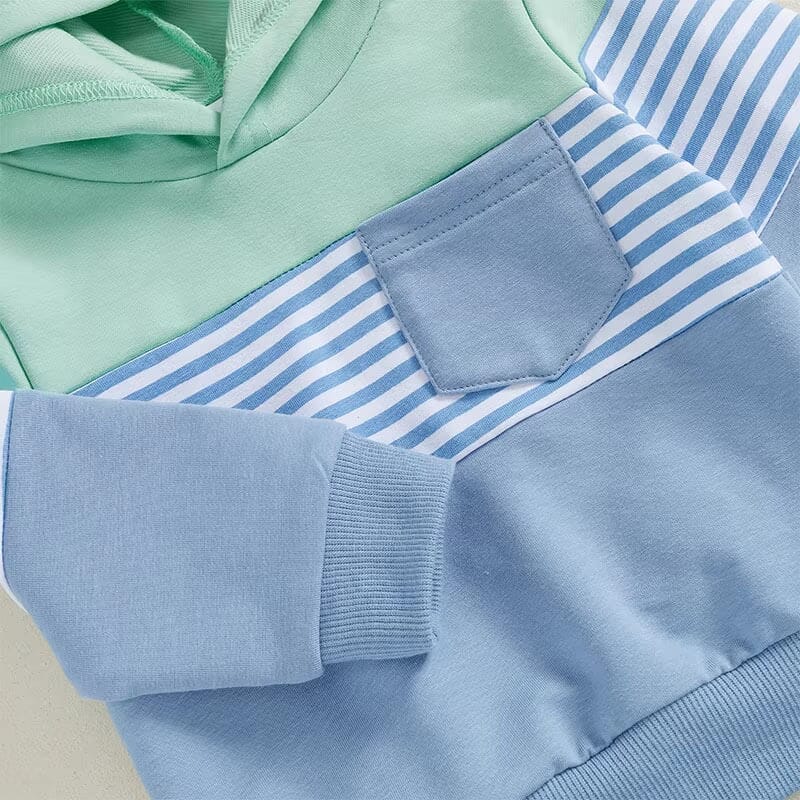 Color Block Striped Hoodie Baby Set