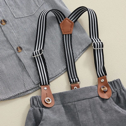 Short Sleeve Gentleman Striped Toddler Set