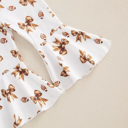 Football Bow Flared Pants Baby Set