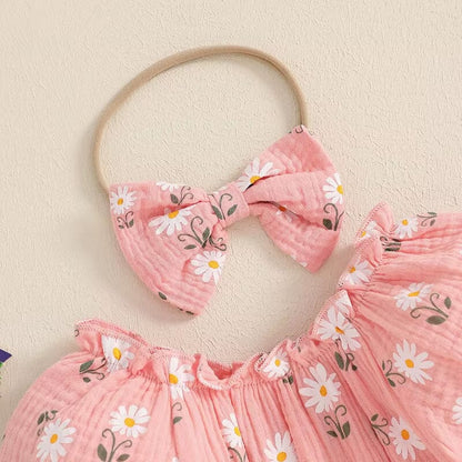 Puff Sleeve Daisy Baby Romper