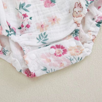 Long Sleeve Floral Bunny Baby Romper
