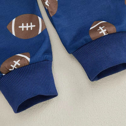 Long Sleeve Blue Football Baby Set