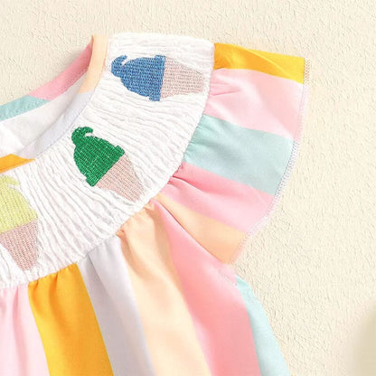 Striped Rainbow Ice Cream Baby Romper