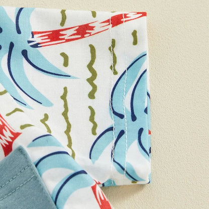 Palm Trees Solid Shorts Baby Set