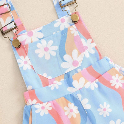 Sleeveless Straps Floral Toddler Romper