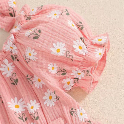 Puff Sleeve Daisy Baby Romper
