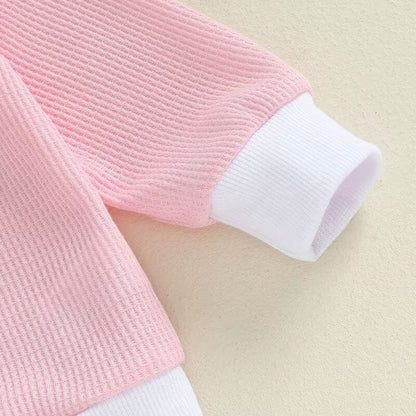 Long Sleeve Waffle Bow Baby Set