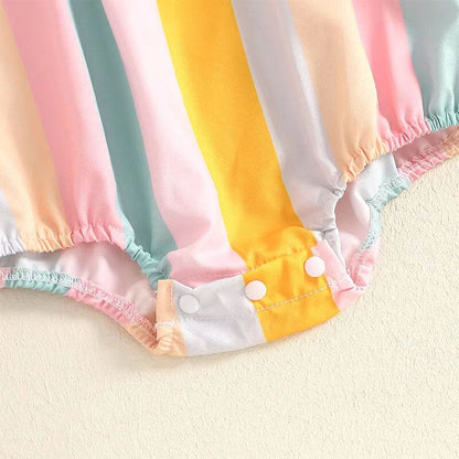 Striped Rainbow Ice Cream Baby Romper