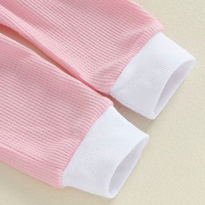 Long Sleeve Waffle Bow Baby Set