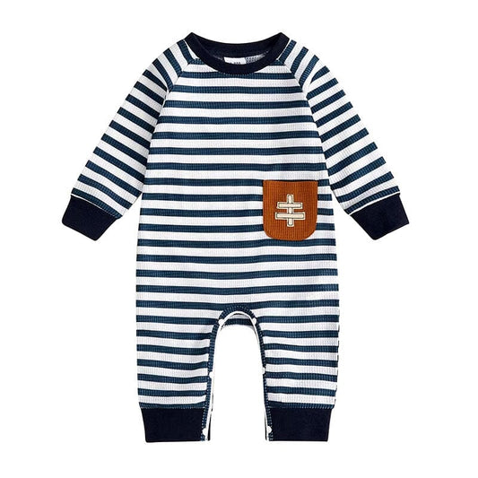 Long Sleeve Striped Baby Jumpsuit