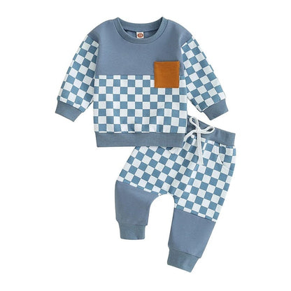 Color Block Checkered Pocket Baby Set