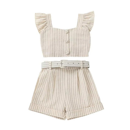 Flutter Sleeve Belted Shorts Toddler Set
