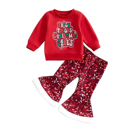 Thick Thighs Christmas Vibes Baby Set